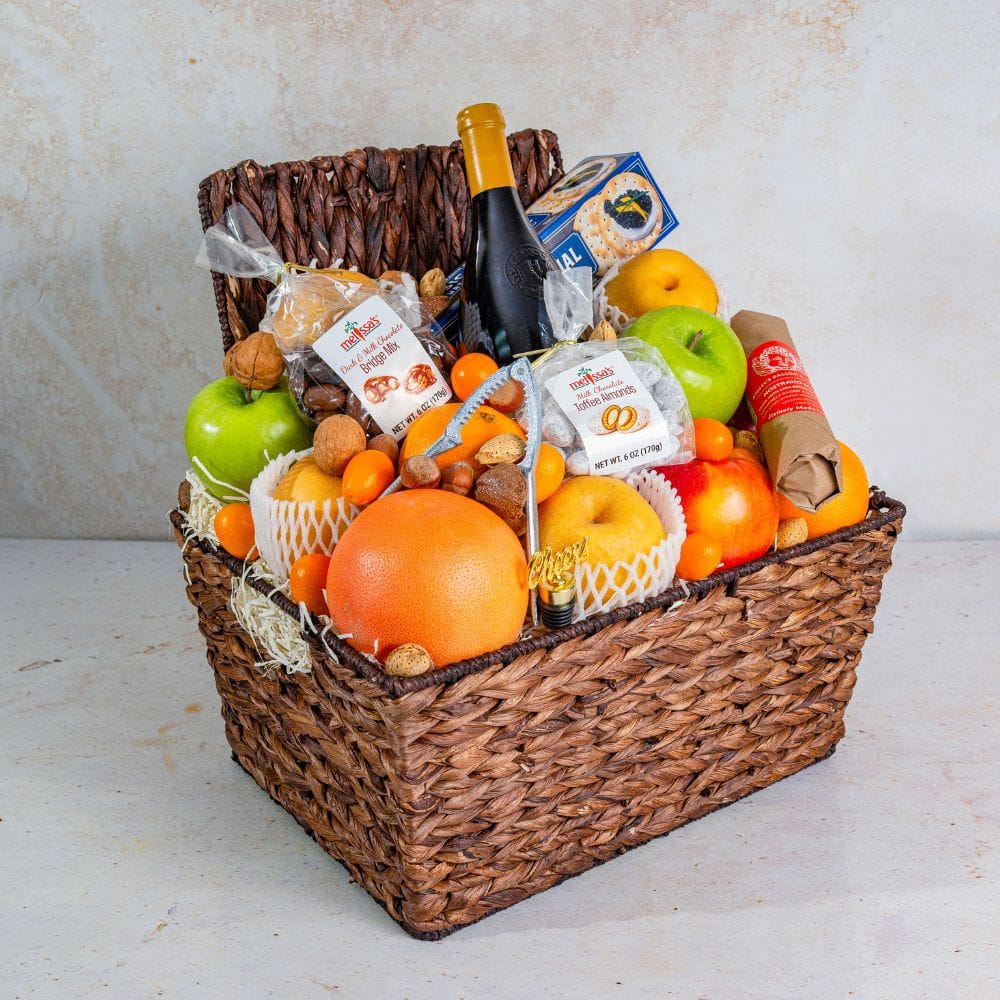 Bountiful Harvest Fruit & Wine Basket