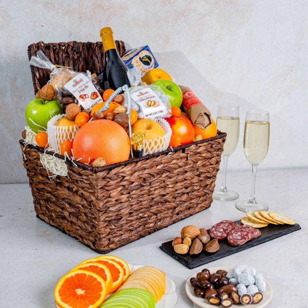 Bountiful Harvest Fruit & Wine Basket