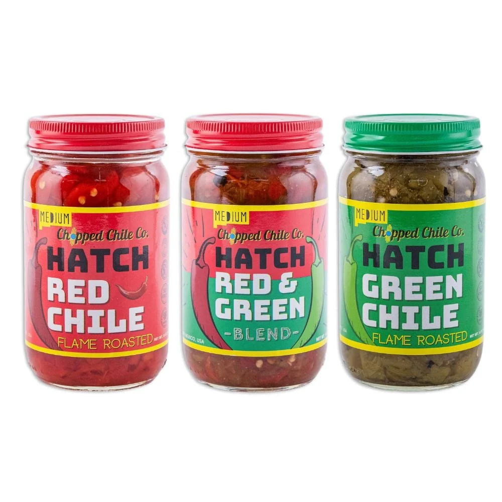 Roasted Chopped Hatch Red, Green, and Red & Green Blend